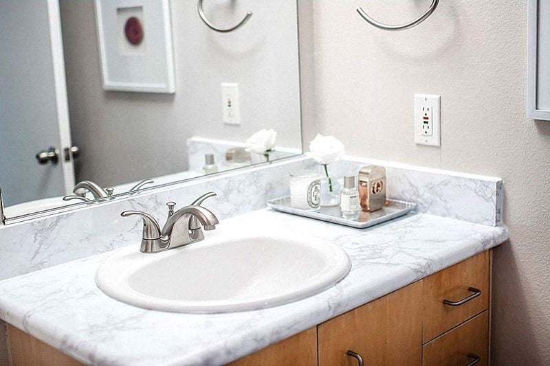practicalWs Marble Paper Granite Gray/White Roll Kitchen Countertop Cabinet Furniture is Renovated Thick PVC Easy to Remove Without Leaving Glue Upgrade 17.71" x 196.8" - Image 3
